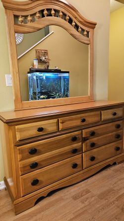 Clean and Nice 7 Drawer Dresser + Mirror.