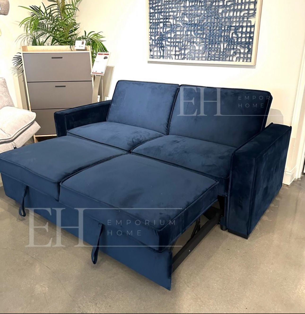 Navy Velvet Sofa Sectional Sleeper