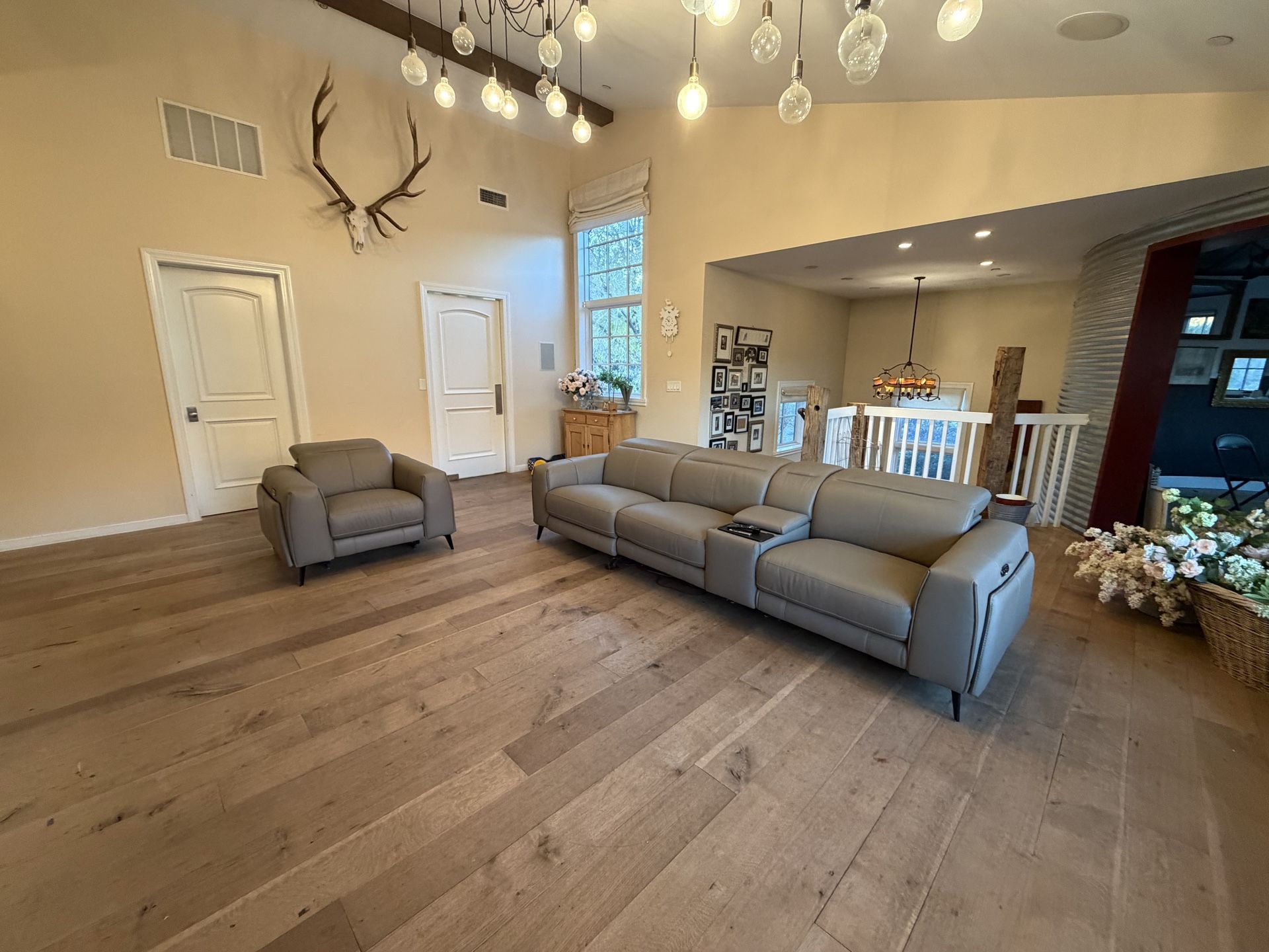 Cullen Taupe Beige Leather Sofa & Sofa Chair (unused)