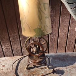 Lamp, Wooden Mainers Wheel, Vintage Lamp.