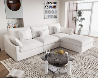 Haven White Feather Cloud 4PC Sectional Sofa — Plush Cloud Couch