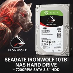 Seagate IronWolf 10TB NAS Hard Drive – 7200RPM SATA 3.5” HDD