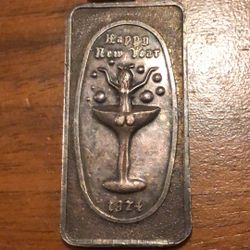 One Ounce Oz of 999 Silver from Great Lakes Mint “Happy New Year 1974” Pendant