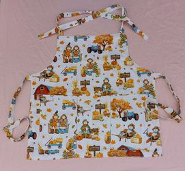 Kids Reversible Fall with Scarecrows Apron-Handmade-Ages 4-8