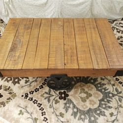 Coaster Fine Furniture Living Room Coffee Table Wrought Iron Distressed Wood Country Farm House Tan Brown