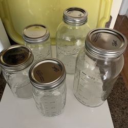 Glass Wide Mouth And Mason Ball Jars (5) – with Lids
