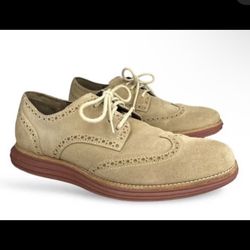Cole Haan Lunargrand Wingtip Oxford Milkshake Tan Suede