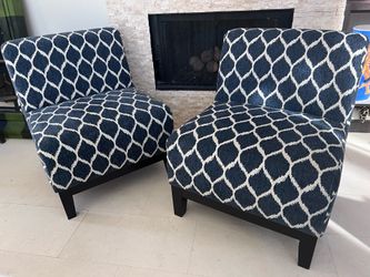 Pair of Macy’s Navy & White Geometric Accent Chairs — $550/pair