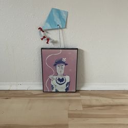 2002 Nancy Thomas Woman With Kite Folk Art