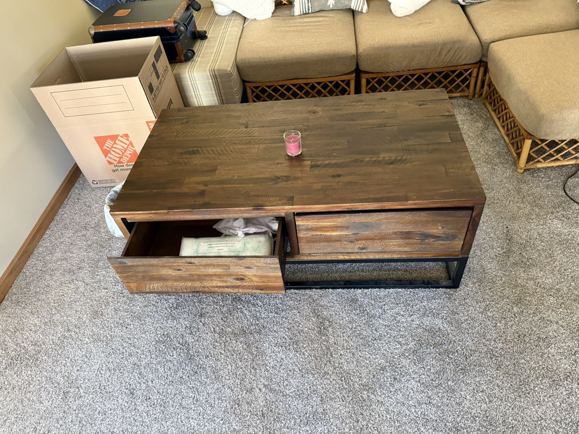 Wood And Metal Cocktail Table