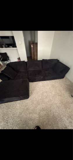 Black fluffy sectional