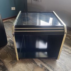 Black glass end table