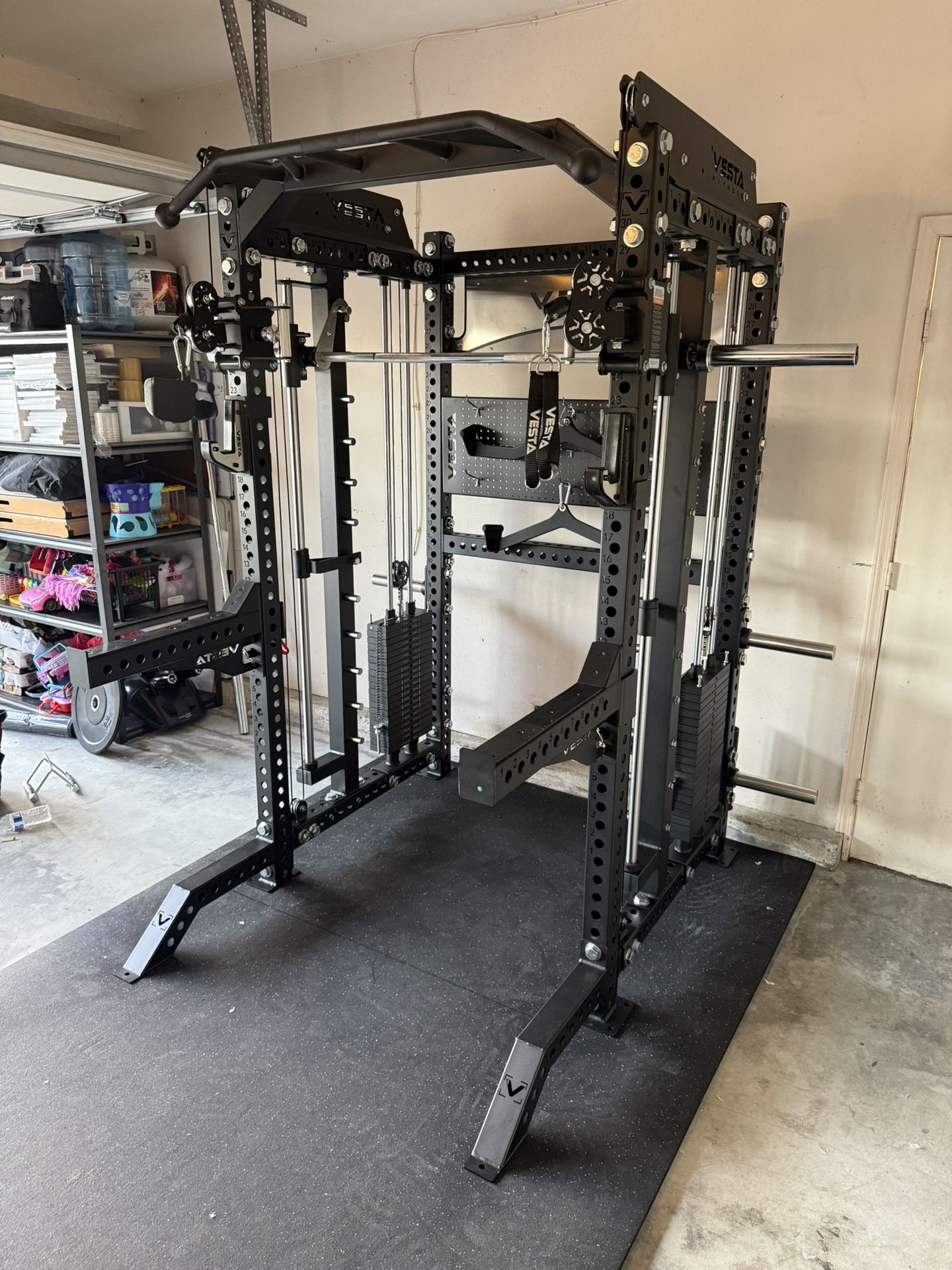 PRO SERIES Ultimate 3-1 Half Rack Functional Trainer w/Smith Machine Bar | 400lb Stack | Gym Equipment | Fitness | Commercial | Squat Rack