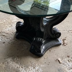Extremely rare glass topped pedestal table 