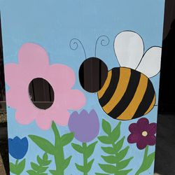 Spring theme face cutout photo op