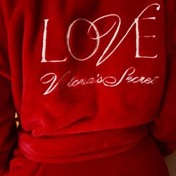 Victoria's Secret red and white Love robe Red Victoria’s Secret Fluffy Robe