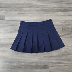 Navy Blue Pleated Skirt 