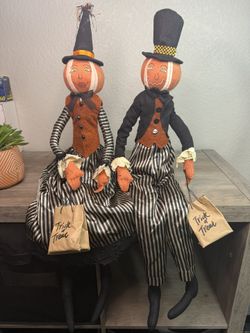 Rare Gardeners Eden Weighted Pumpkin Dolls Decor