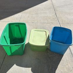 3 Bins 1 Has Lid 2 Do Not Hv Lids