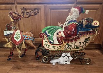 Embossed Metal Santa & Reindeer Vintage And Rare