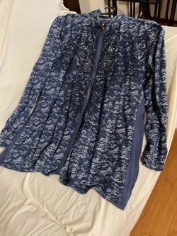 SIZE 3X NAVY ZIP UP LONG SLEEVE TOP