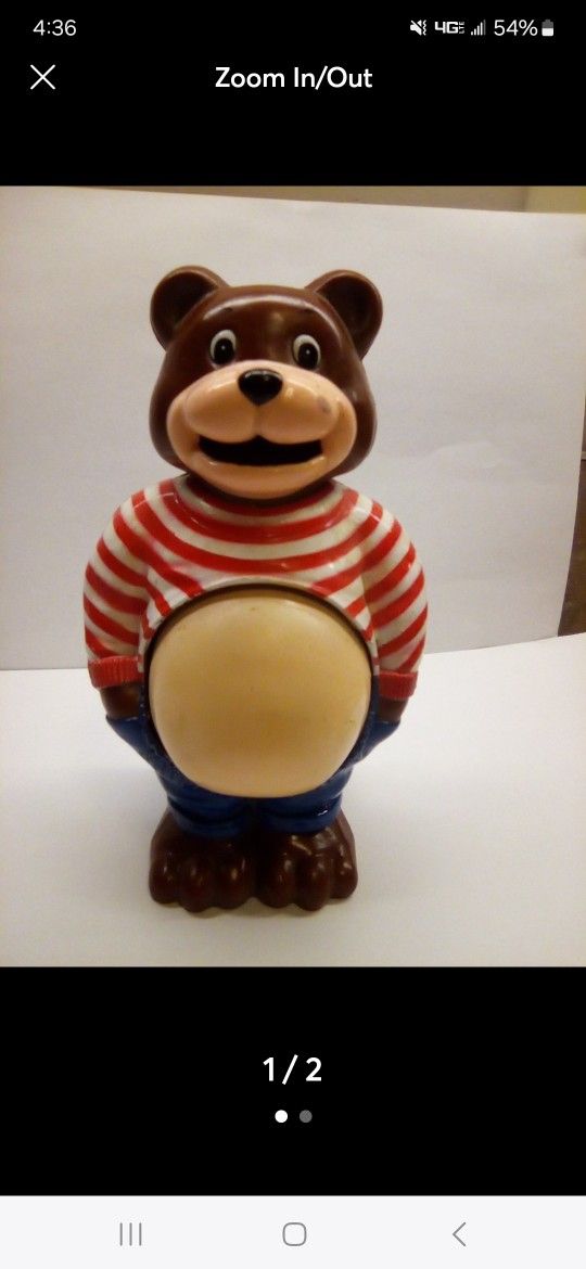 Vintage Potbelly plastic Bear Coin Bank JSNY