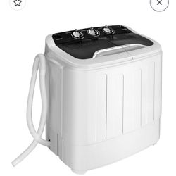COSTWAY Portable Washing Machine, Twin Tub 13Lbs Capacity Washer 8Lbs and Spinner 5Lbs with Control Knobs, Timer Function, Drain Pump, Compact Laundry