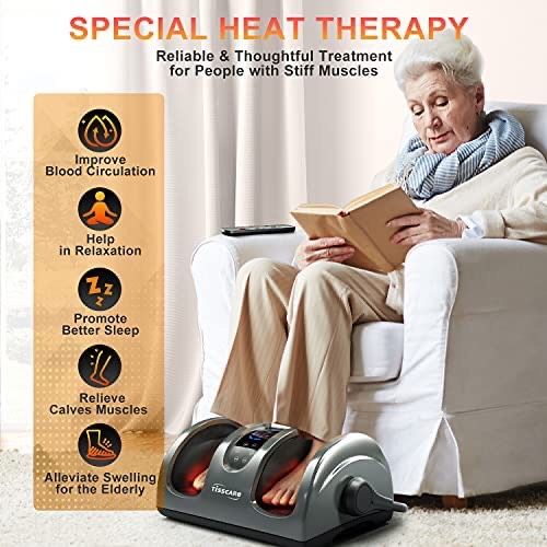 Foot Massager Shiatsu Foot Massage Machine w/ Heat & Remote 5 in 1 Reflexology System Kneading Rolling Scraping(TISSCARE)
