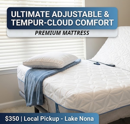 Queen Tempur-Pedic Adjustable Bed (Cloud Luxe + Klaussner Base) - Lake Nona