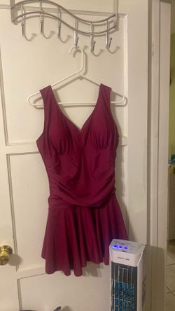 One piece burgundy swim suit