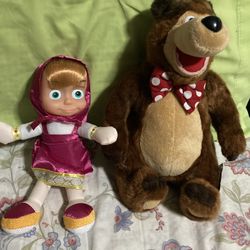 New Masha And The Bear Russian Cartoon Characters New, $35 Both, Sold As A Set