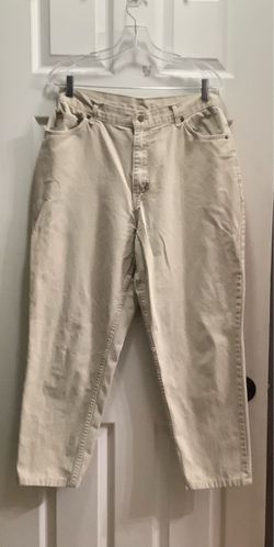 Vintage Chic brand cream colored high-waisted straight-leg jeans