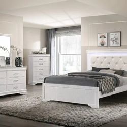 Brand New LED Bedroom Set 5 Pieces: Twin, Full Or Queen Bed Frame, Dresser, Mirror, Chest, 1 Night Stand > Pay On Delivery 🚚 
