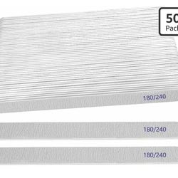 50 Packs Nail File,Emery Boards for Nails 180/240 Grit ,Wood Double Sided Emory