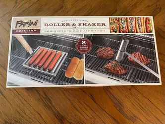 New Parini Roller & Shaker - Grill Tools - Barbecue Hotdog Roller and Salt and Pepper Shaker