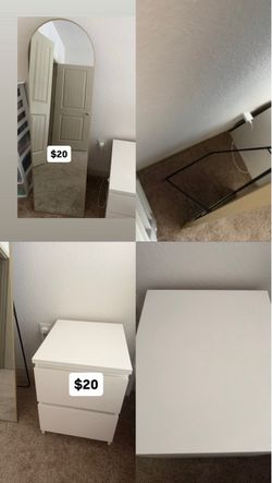 Mirror $20 and nightstand IKEA $20
