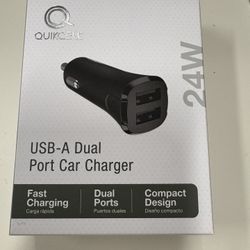 Brand New QuikCell USB-A Dual Port Car Charger (24W)