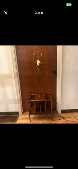 1960s Fredrick Cooper Bamboo Magazine Rack Lamp Vintage Retro Wooden Wood MCM