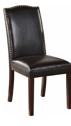 Faux leather accent chair with nailheads comfortable padded seat with metal nailhead accent wood legs rich brown finish