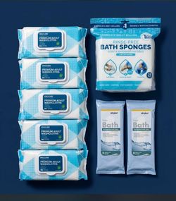 New, Procure Adult Washcloths, Scrubzz Bath Sponges & Stryker Sage Bath Cloths. All 8 items for $40.