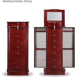 Hives & Honey Cherry Wood Tall Jewelry Armoire 