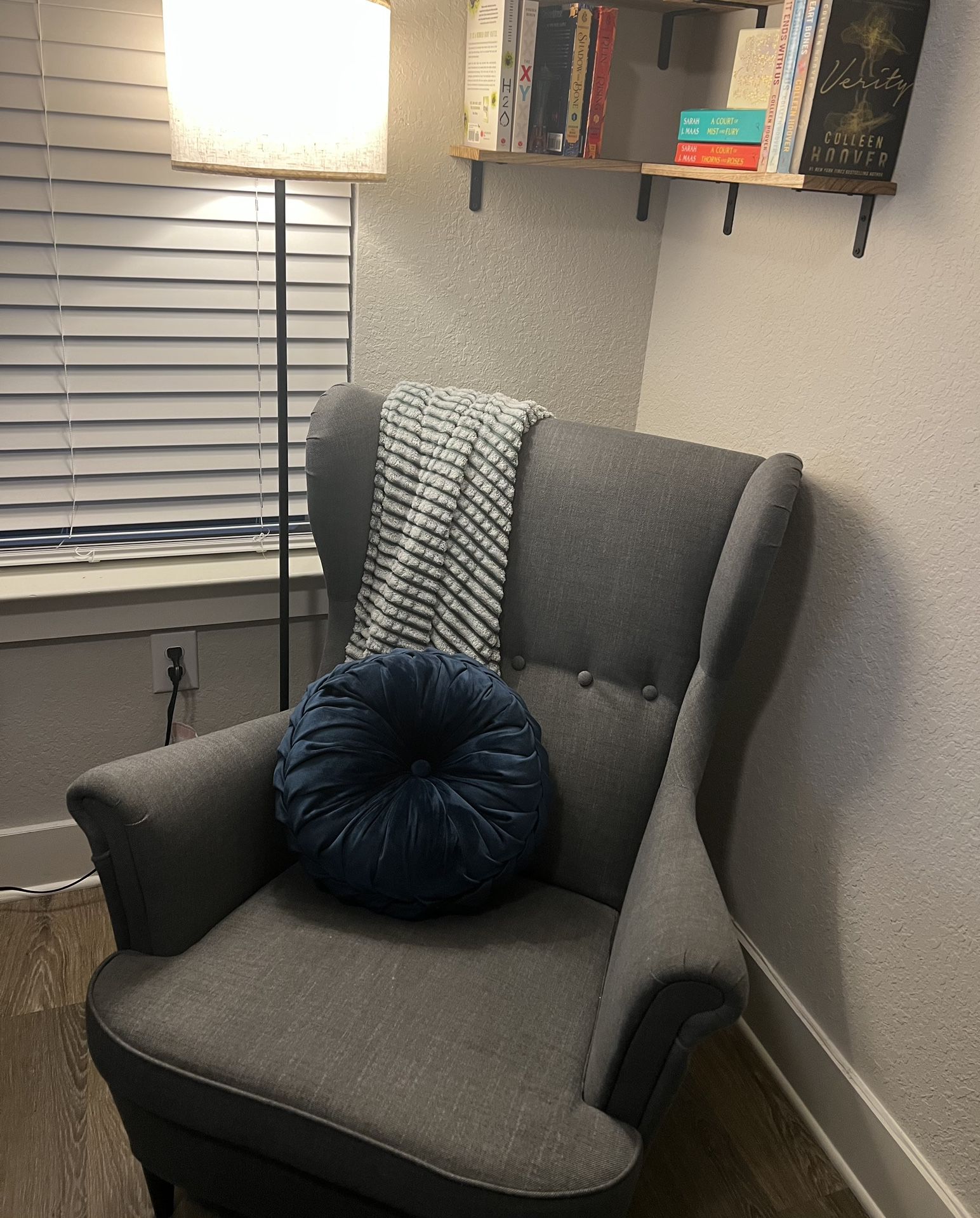 Gray IKEA Stradmon Wing Chair