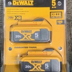 Brand New DEWALT 20 Volt 20v Max XR Li-Ion 5.0 AH Batteries
