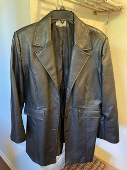 Violante Collection Black Leather Blazer Jacket size L