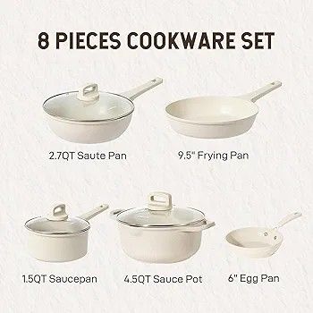 Modern Luxurious High End 8 Piece Granite Non Stick Pan Set Granite Non Stick 