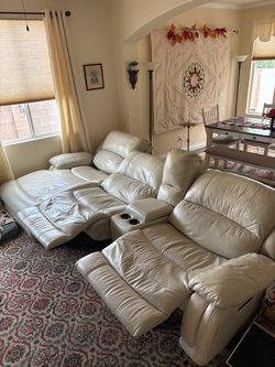 Leather recliner sectional