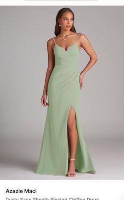 Azazie Maci Dusty Sage Chiffon Dress