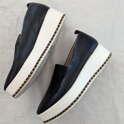 Karl Lagerfeld Black Leather Chain Platforms