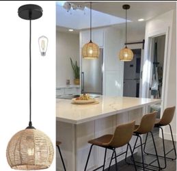 Mini Hemp Rope Woven Pendant Light Woven Light Fixture Boho Chandelier Light ...