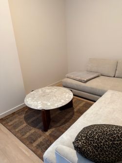 CB2 Santoro 37" Round White Quartz Coffee Table